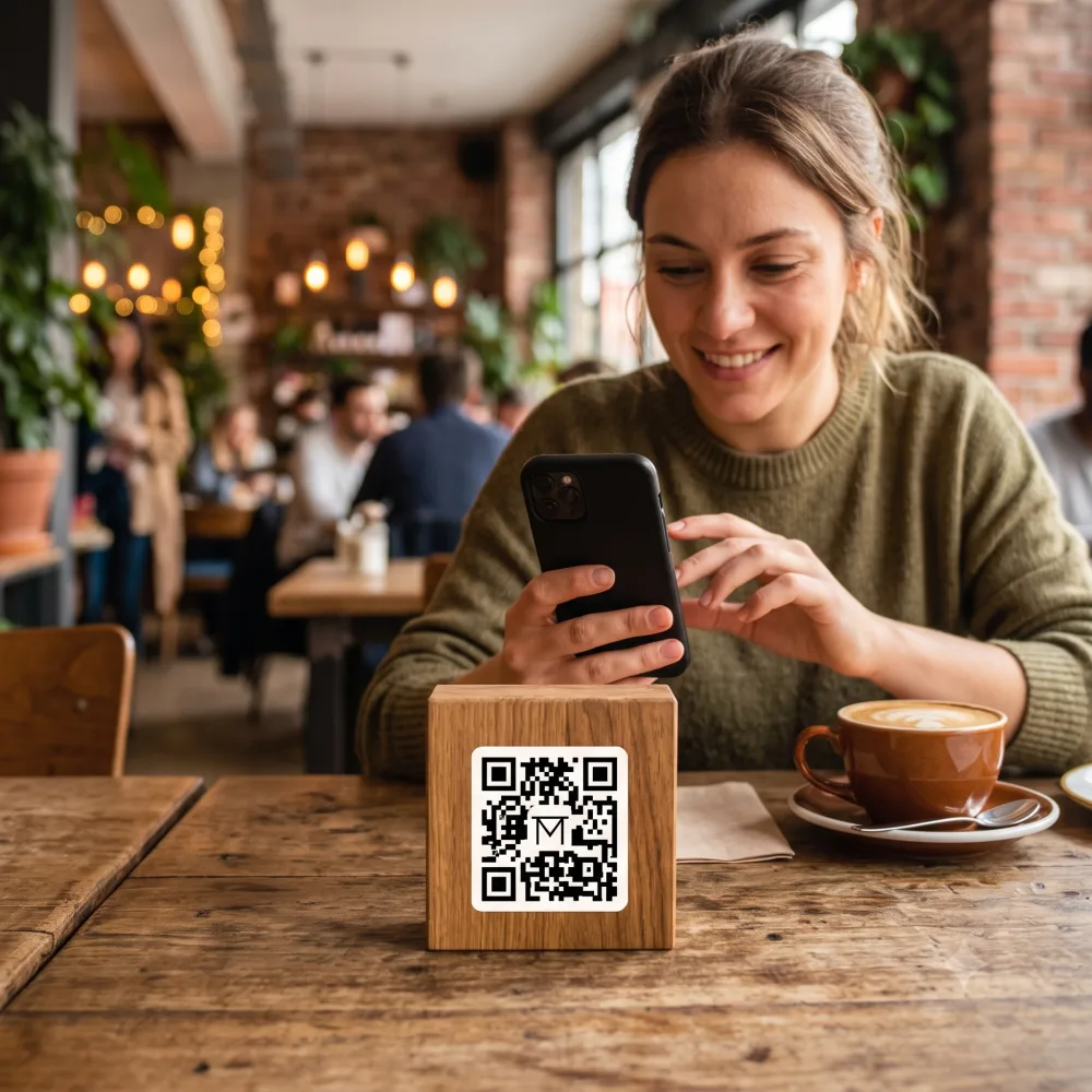 QR menüyü masasında inceleyen misafir